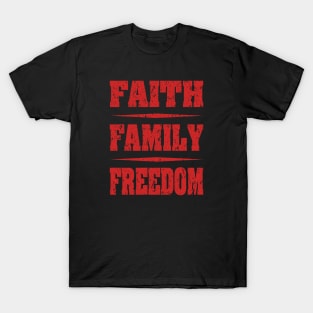 Faith Family Freedom distressed Red T-Shirt